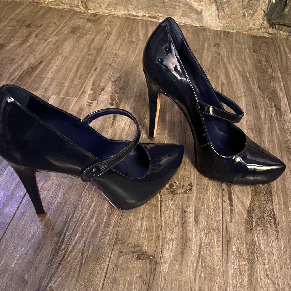 Aldo Navy patent leather stiletto Mary Janes